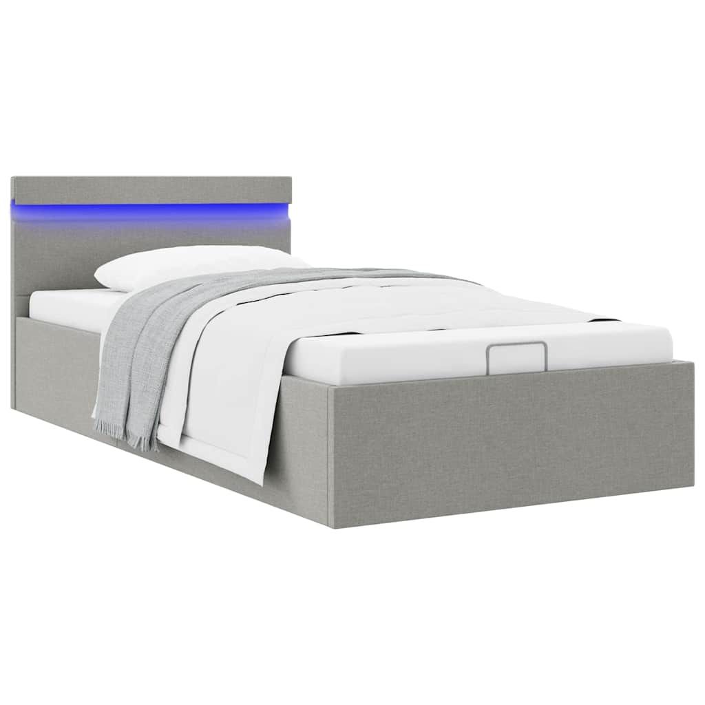 Giroletto con Contenitore e LED Grigio Chiaro Tessuto 100x200cm vidaXL
