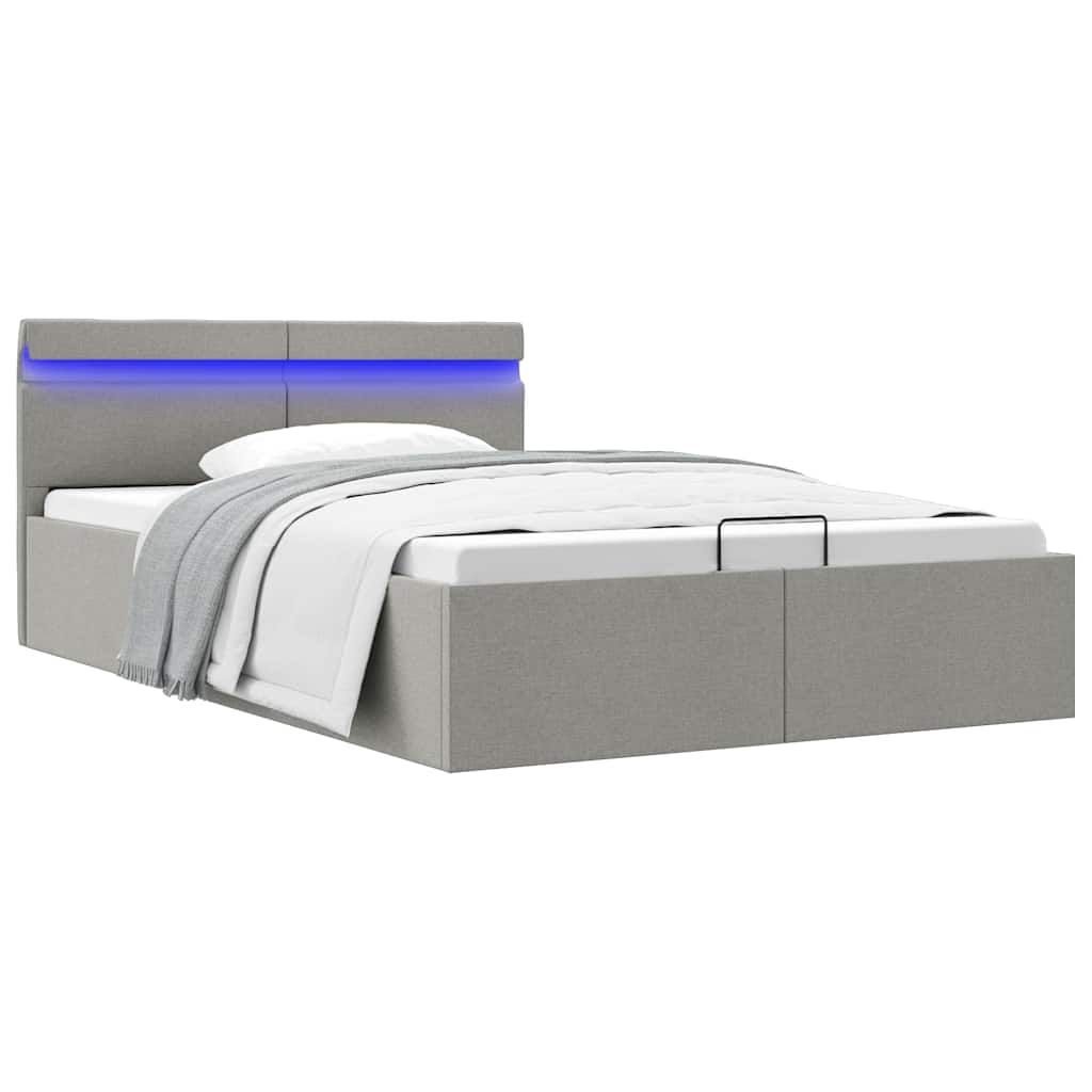 Giroletto con Contenitore e LED Grigio Chiaro Tessuto 120x200cm vidaXL