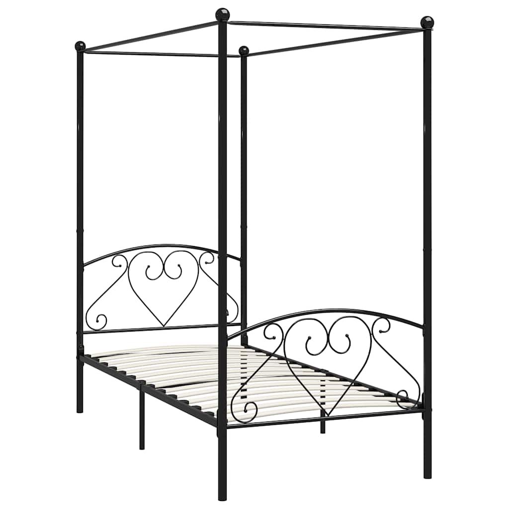 Giroletto Baldacchino senza Materasso Nero Metallo 90x200 cm vidaXL