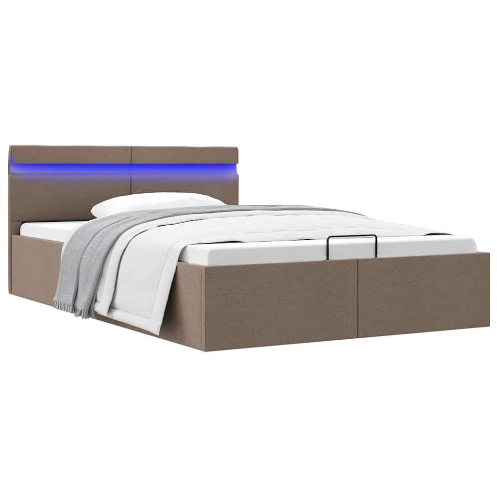 Giroletto con Contenitore e LED Tortora Tessuto 140x200 cm vidaXL