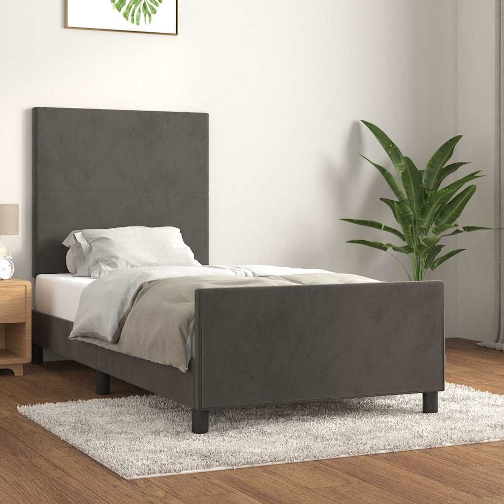 Giroletto senza Materasso Grigio Scuro 80x200 cm Velluto vidaXL