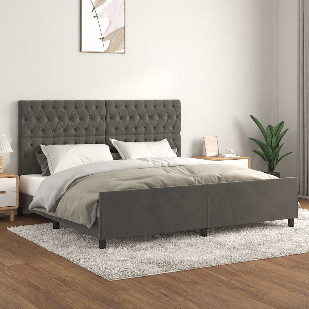 Giroletto senza Materasso Grigio Scuro 200x200 cm Velluto vidaXL