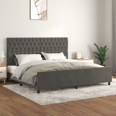 Giroletto senza Materasso Grigio Scuro 200x200 cm Velluto vidaXL Giroletto senza Materasso Grigio Scuro 200x200 cm Velluto vidaXL