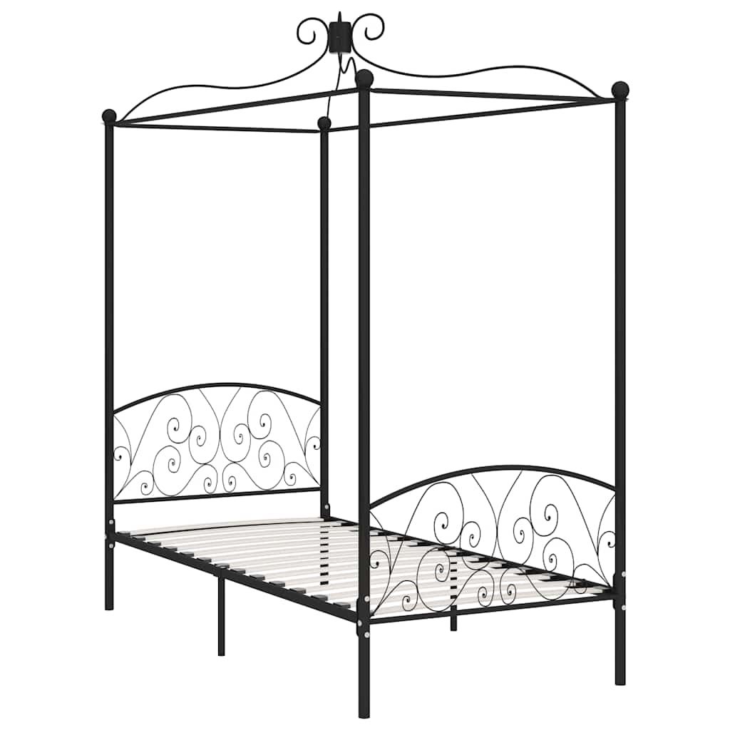 Letto a Baldacchino Nero in Metallo 90x200 cm vidaXL