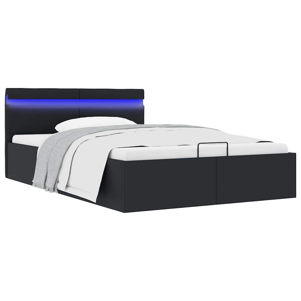 Giroletto Contenitore Idraulico LED Nero Similpelle 120x200 cm vidaXL