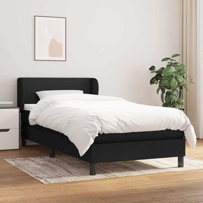 Giroletto a Molle con Materasso Nero 100x200 cm in Tessuto vidaXL Giroletto a Molle con Materasso Nero 100x200 cm in Tessuto vidaXL