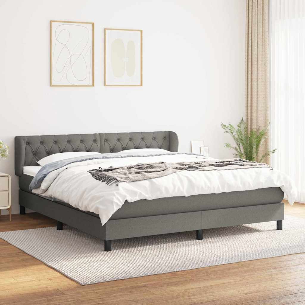 Giroletto a Molle con Materasso Grigio Scuro 160x200 cm Tessuto vidaXL