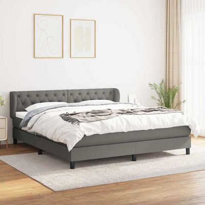 Giroletto a Molle con Materasso Grigio Scuro 160x200 cm Tessuto vidaXL