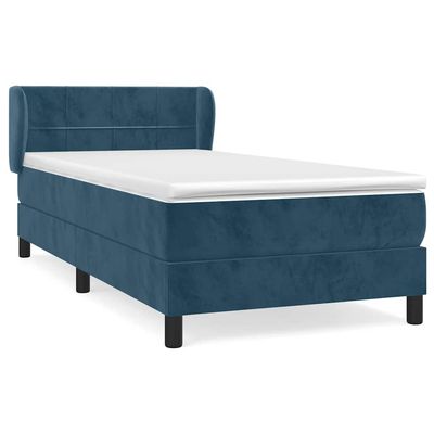 Giroletto a Molle con Materasso Blu Scuro 90x190 cm in Velluto vidaXL
