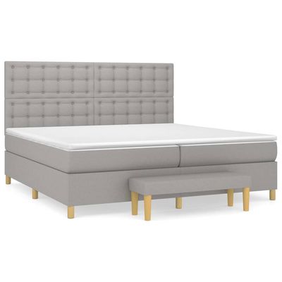 Giroletto a Molle con Materasso Grigio Chiaro 200x200cm Tessuto vidaXL