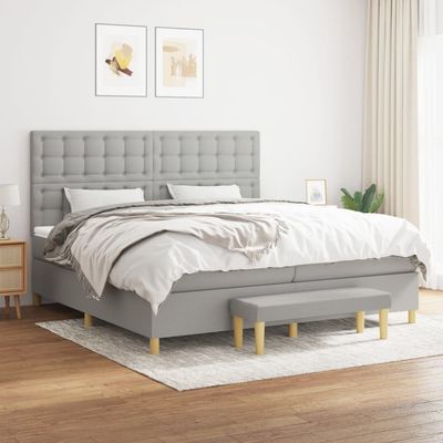 Giroletto a Molle con Materasso Grigio Chiaro 200x200cm Tessuto vidaXL