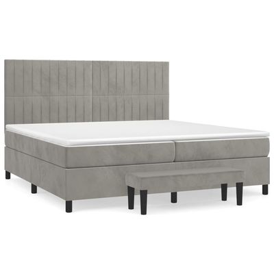 Giroletto a Molle con Materasso Grigio Chiaro 200x200cm Velluto vidaXL