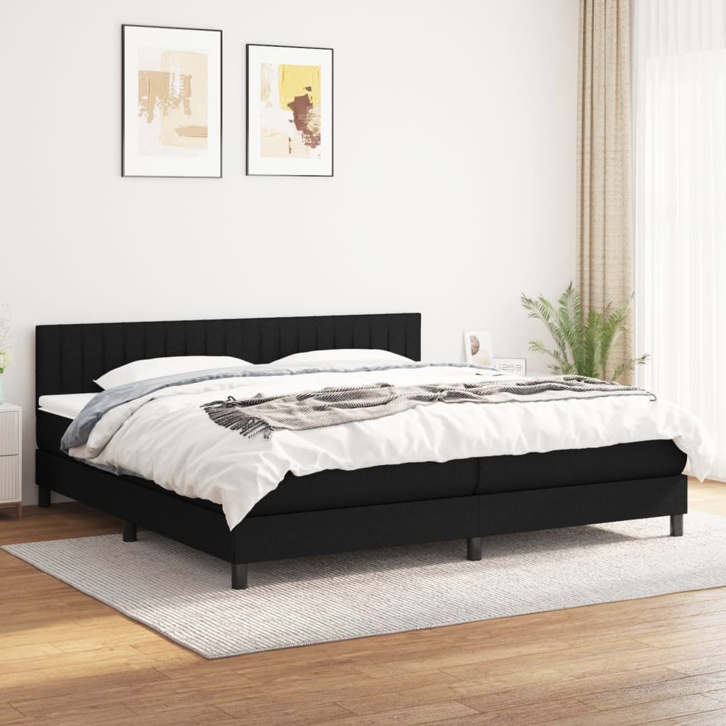 Giroletto a Molle con Materasso Nero 200x200 cm in Tessuto vidaXL