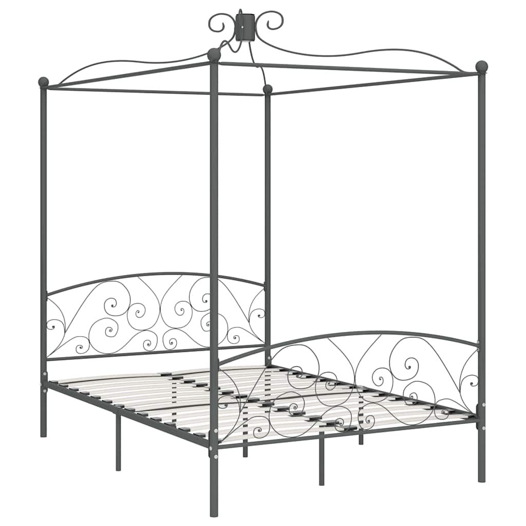 Letto a Baldacchino Grigio in Metallo 140x200 cm vidaXL