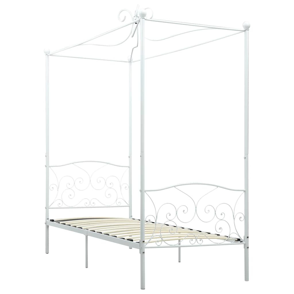 Letto a Baldacchino Bianco in Metallo 100x200 cm vidaXL