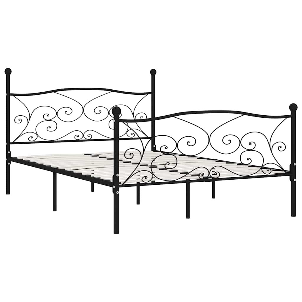 Giroletto con Doghe Nero in Metallo 140x200 cm vidaXL