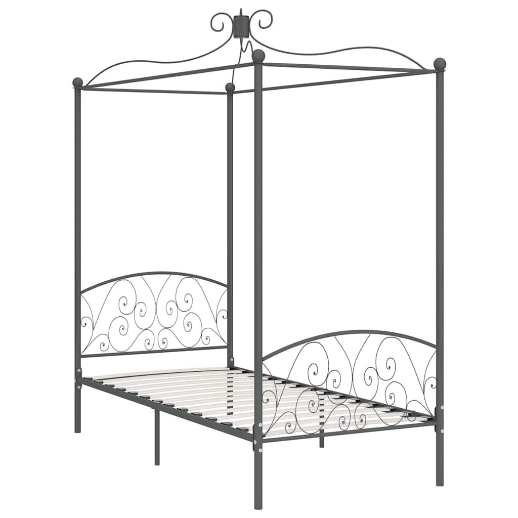 Letto a Baldacchino Grigio in Metallo 100x200 cm vidaXL