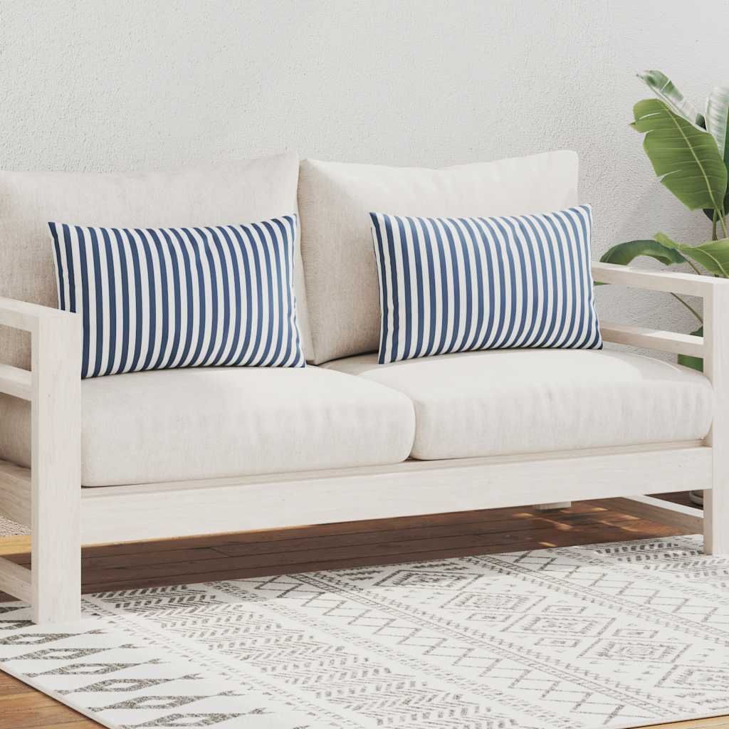 Cuscini da Esterno 2 pz Stampa a Righe 60x40 cm Blu vidaXL