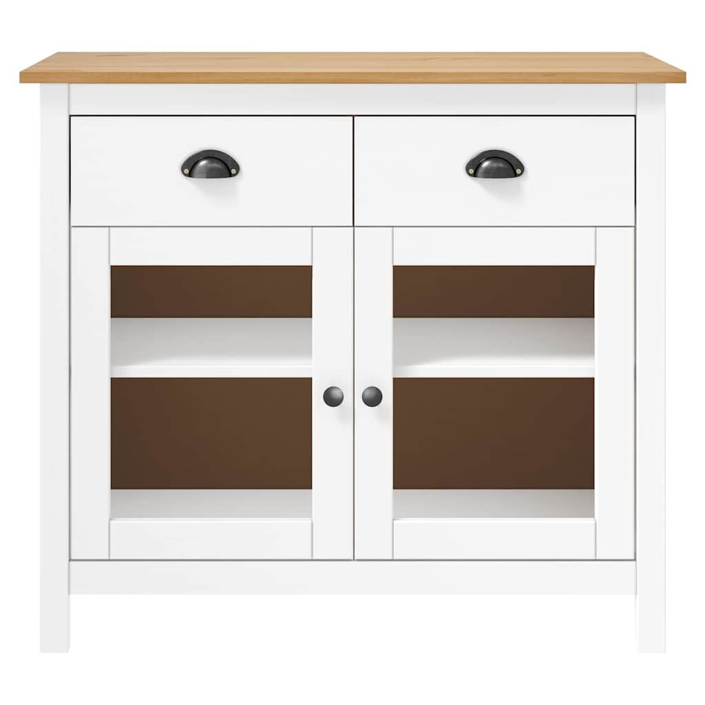 Credenza Hill Bianca 90x40x80 cm in Legno Massello di Pino vidaXL