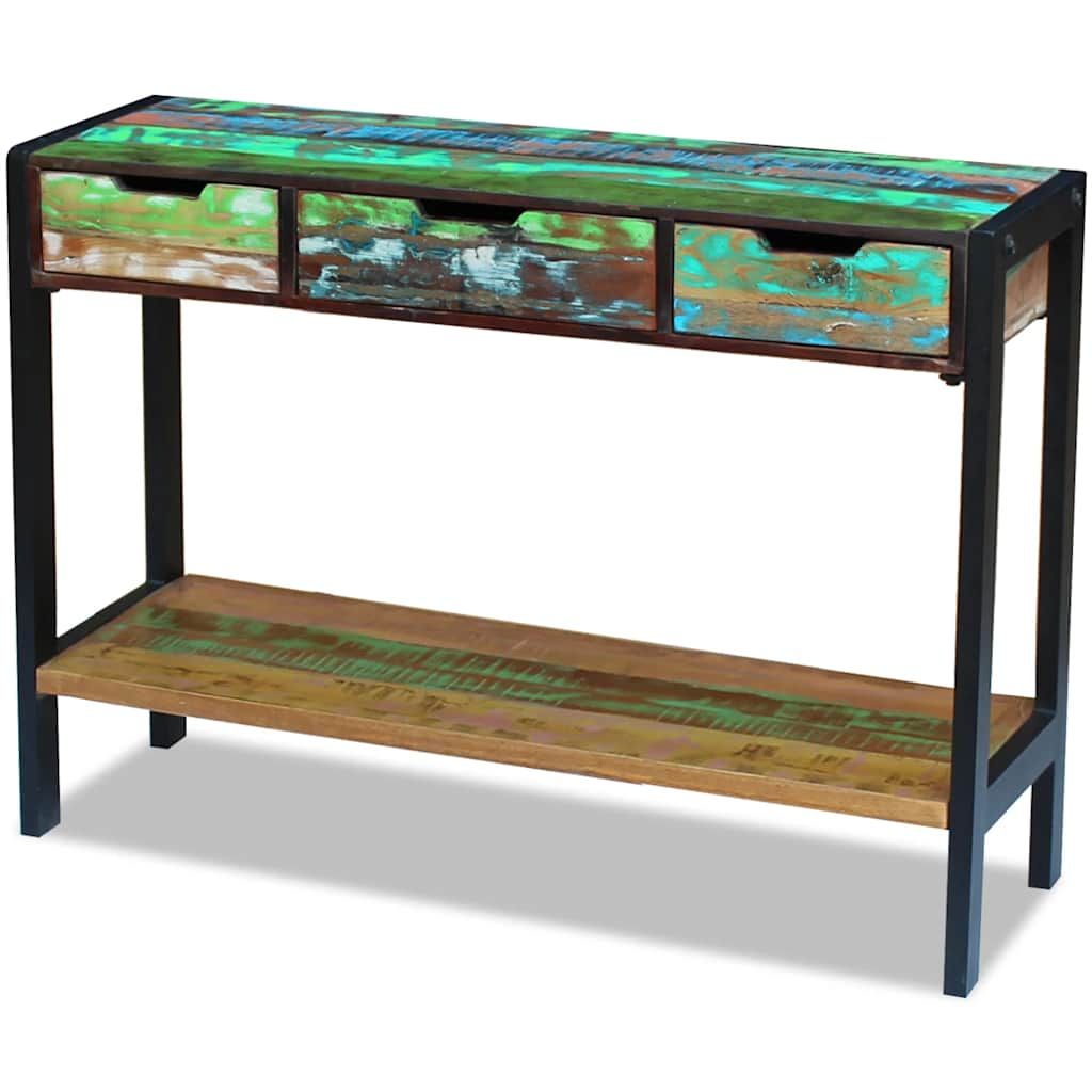 Credenza con 3 Cassetti in Legno Massello Anticato vidaXL