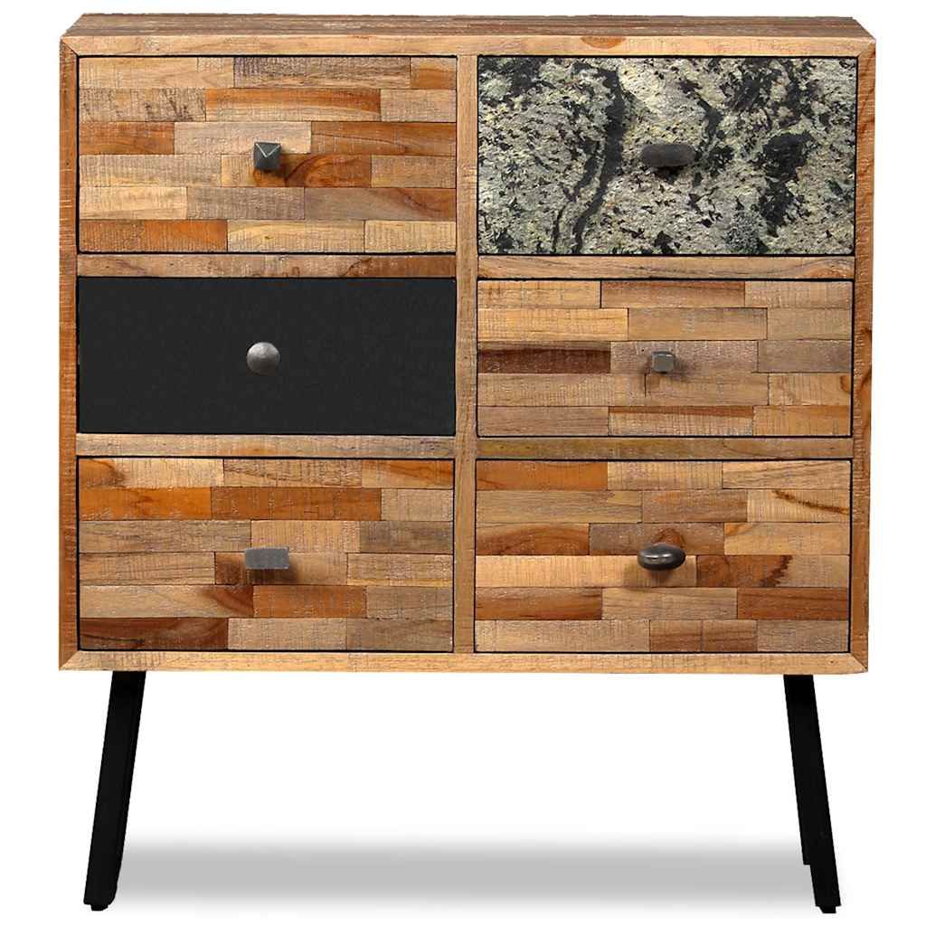 Mobile con 6 Cassetti in Teak Massello di Recupero 70x30x76 cm vidaXL