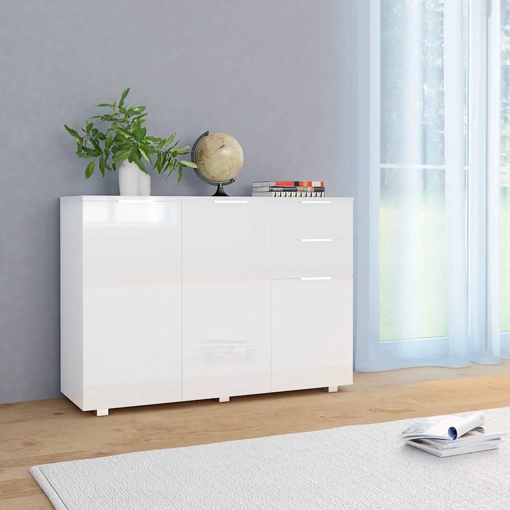 Credenza Bianco Lucido 107x35x80,5 cm vidaXL