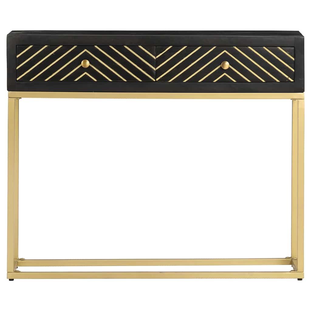 Tavolo Consolle Nero e Oro 90x30x75cm Legno Massello di Mango vidaXL