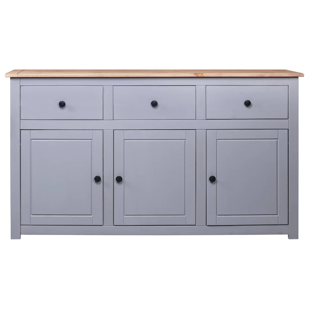 Credenza Grigia 135x40x80 cm in Legno Massello di Pino Panama vidaXL