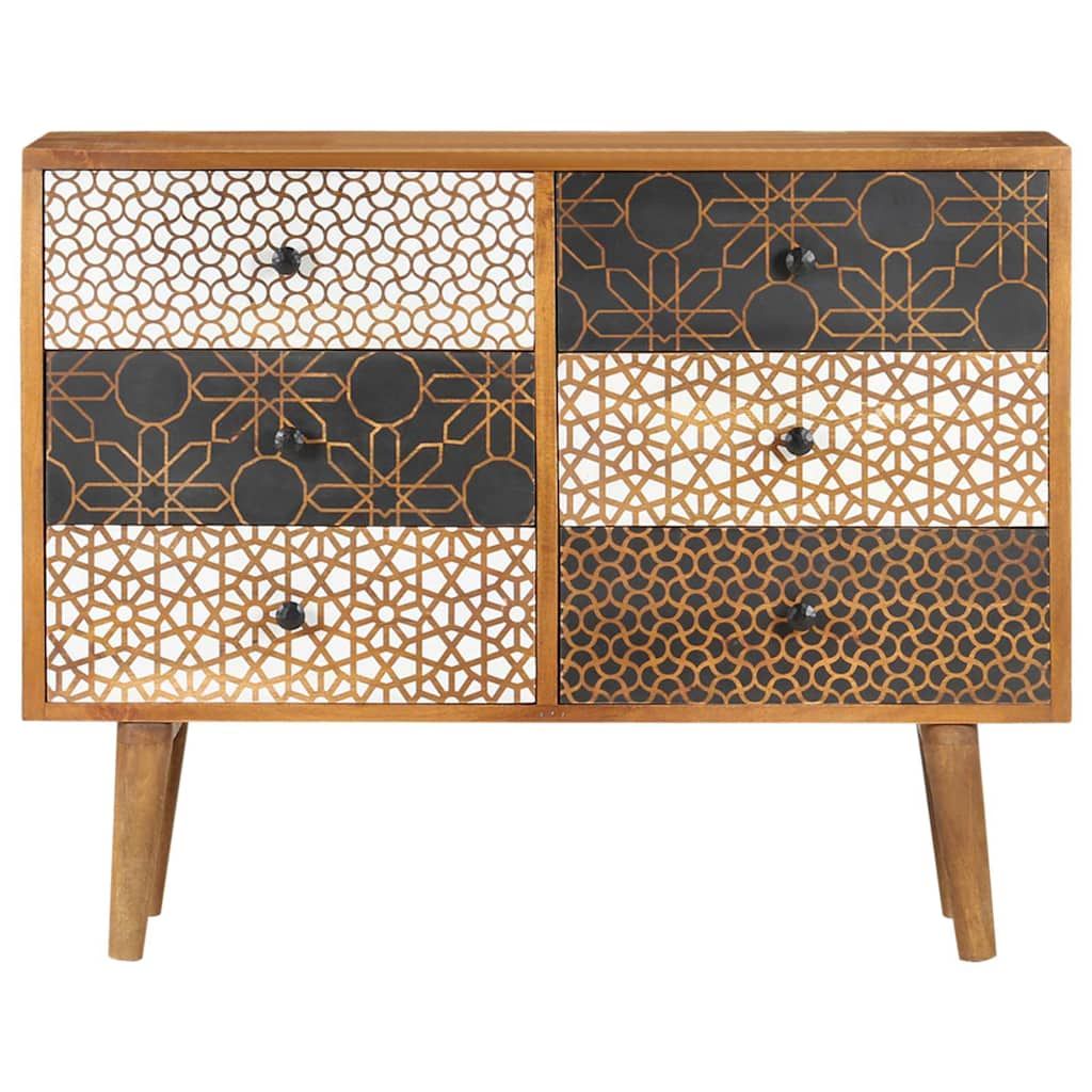 Credenza con Motivo Stampato 90x30x70 cm in Massello di Mango vidaXL