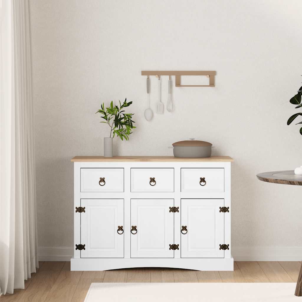 Credenza in Legno di Pino Messicano Corona Bianco 132x43x78 cm vidaXL