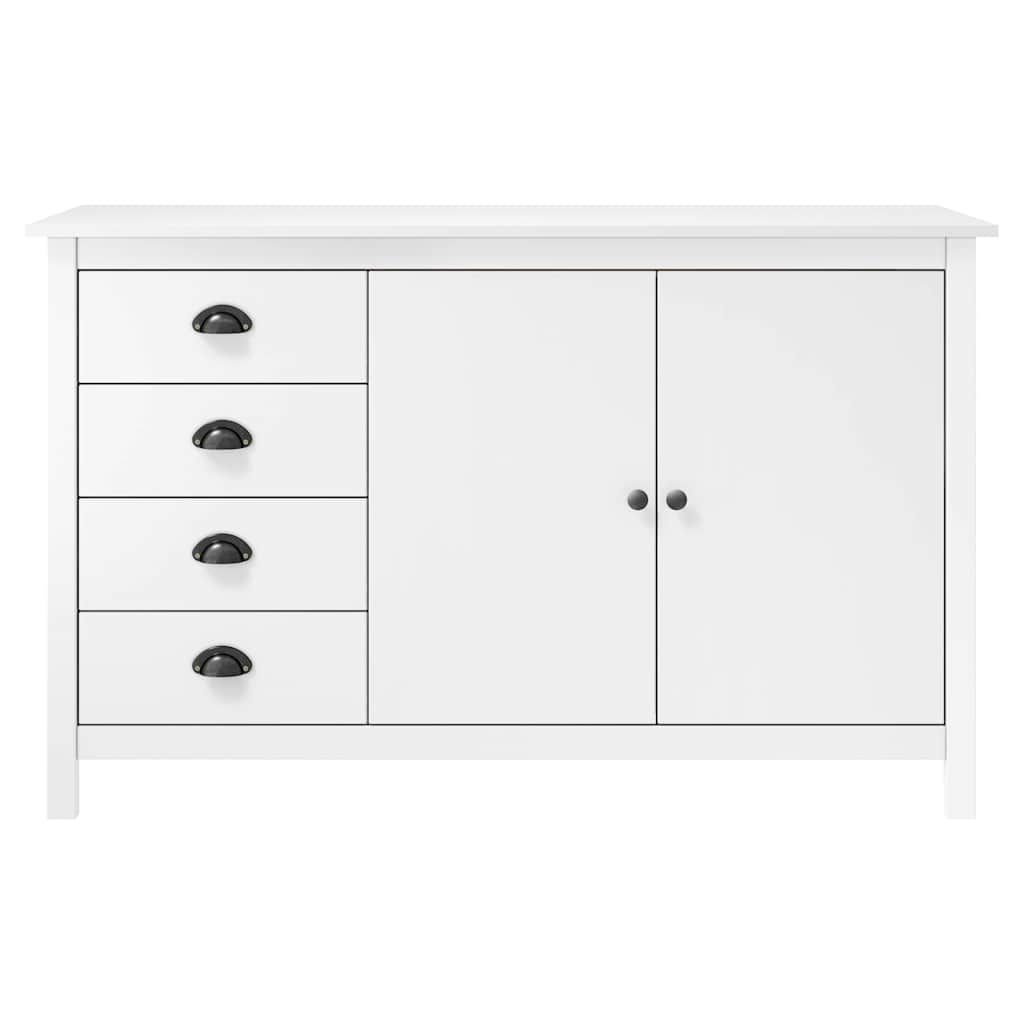 Credenza Hill Bianca 130x40x80 cm in Legno Massello di Pino vidaXL