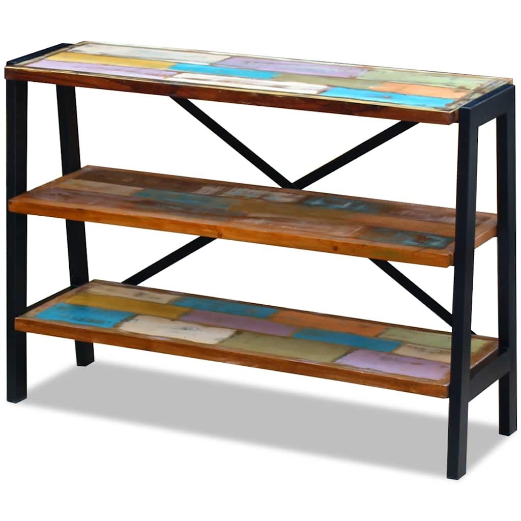 Credenza con 3 Ripiani in Legno Massello Anticato vidaXL