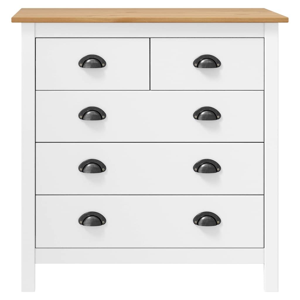 Credenza Hill Bianca 79x40x80 cm in Legno Massello di Pino vidaXL