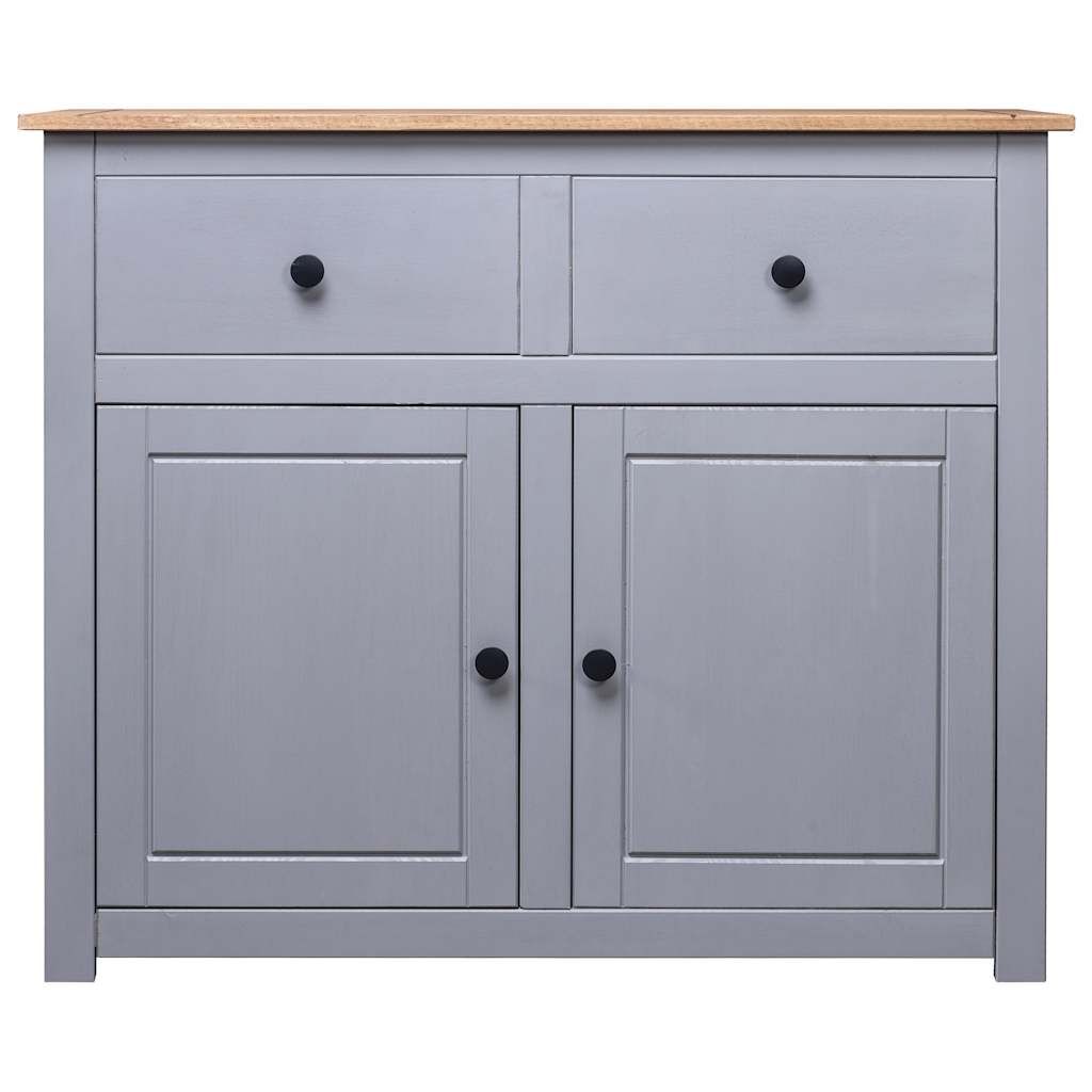 Credenza Grigia 93x40x80 cm in Legno Massello di Pino Panama vidaXL