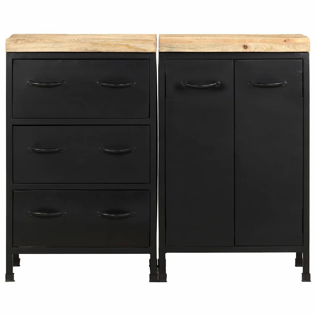 Credenza con 3 Cassetti e 2 Ante in Massello di Mango Grezzo vidaXL