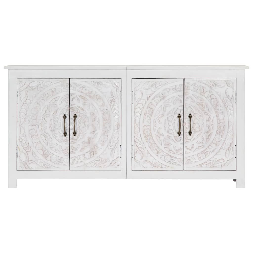 Credenza Artigianale Bianca 140x30x70 cm Legno Massello Acacia vidaXL