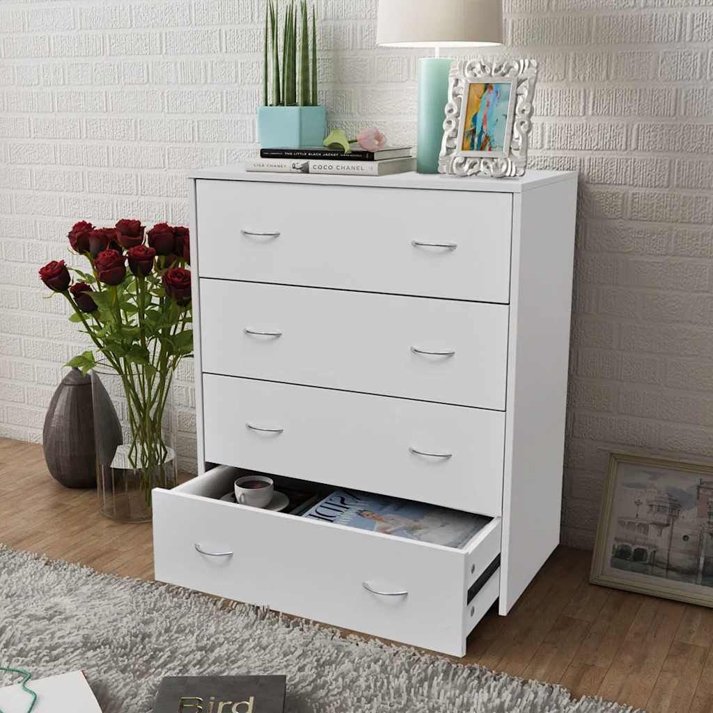 Credenza con 4 Cassetti 60x30,5x71 cm Bianca vidaXL