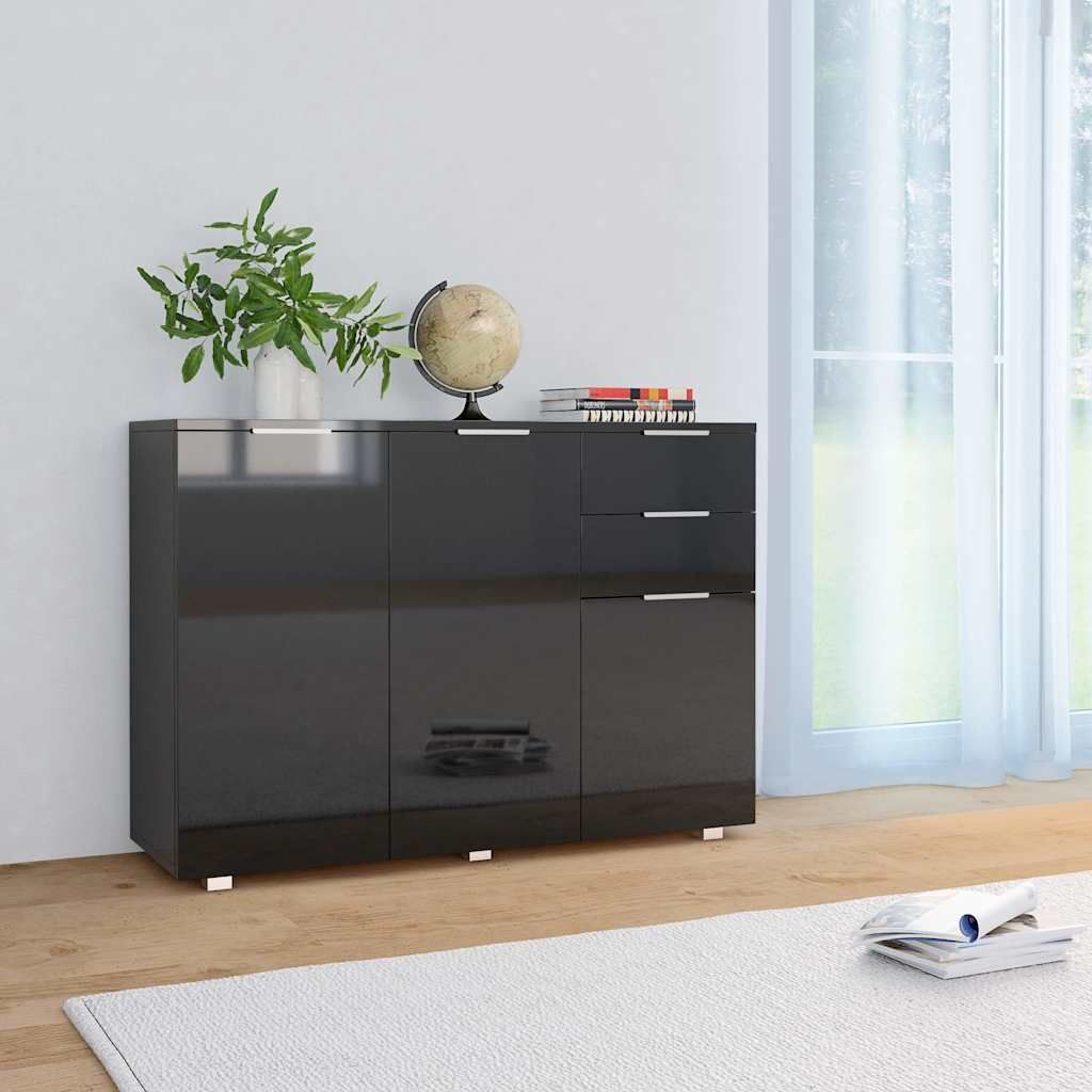 Credenza Nero Lucido 107x35x80,5 cm vidaXL