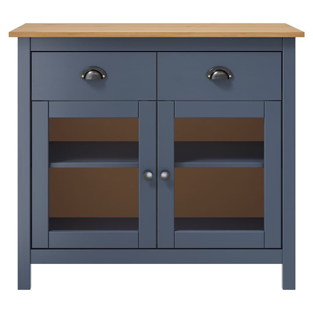Credenza Hill Grigia 90x40x80 cm in Legno Massello di Pino vidaXL