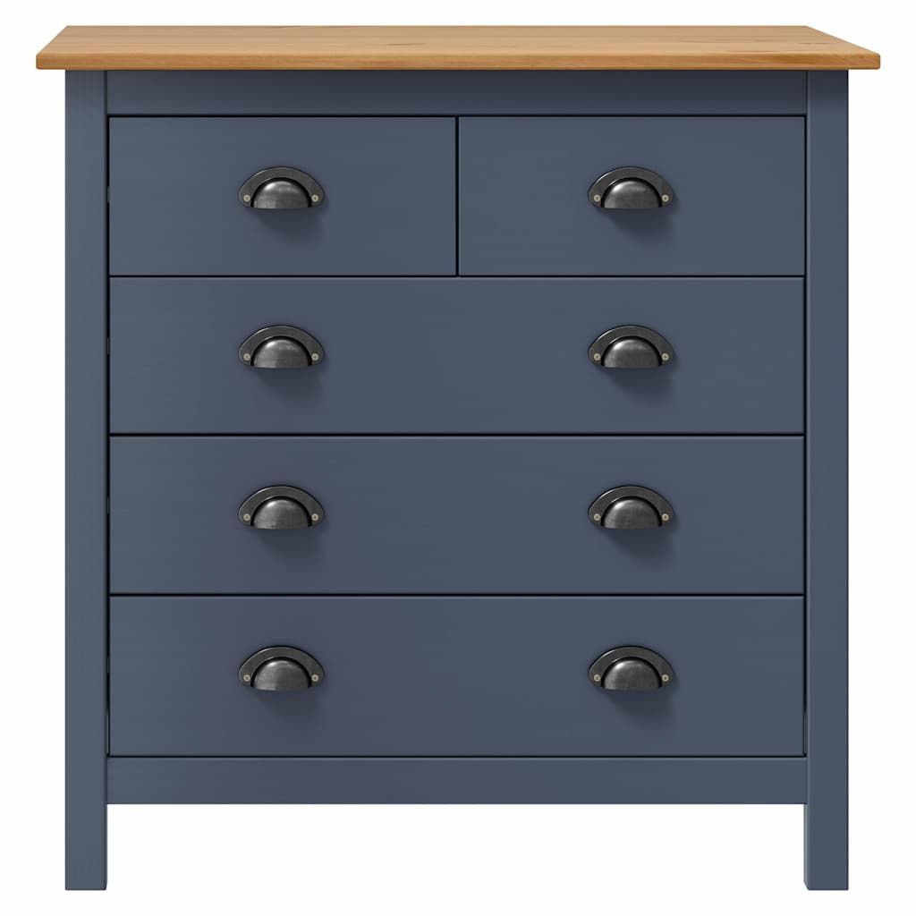 Credenza Hill Grigia 79x40x80 cm in Legno Massello di Pino vidaXL