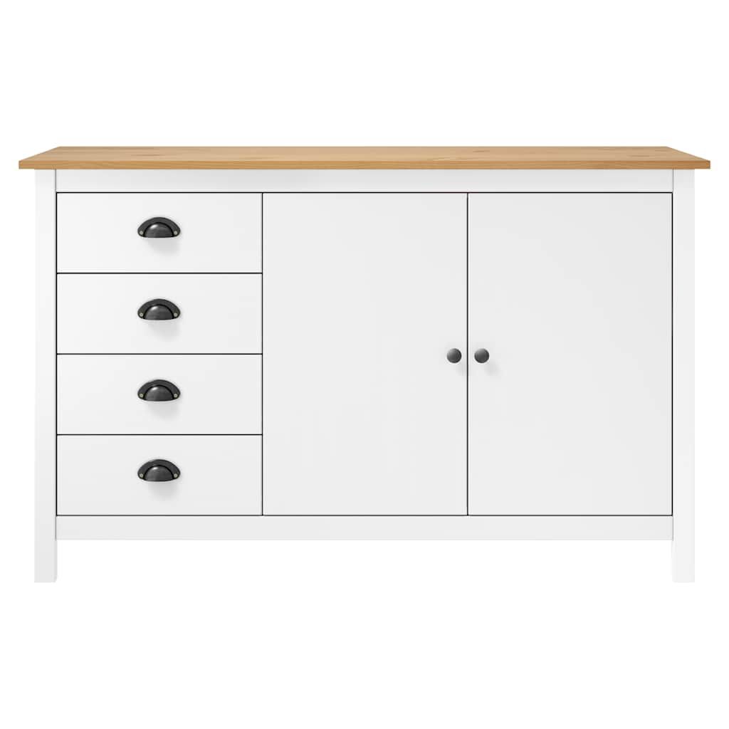 Credenza Hill Bianca 130x40x80 cm in Legno Massello di Pino vidaXL