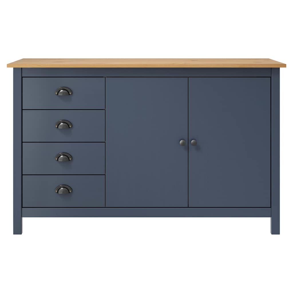 Credenza Hill Grigia 130x40x80 cm in Legno Massello di Pino vidaXL