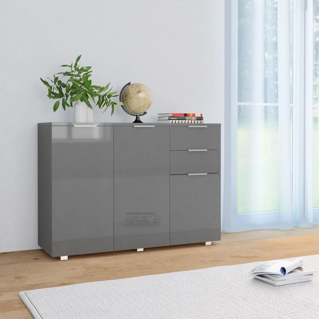Credenza Grigio Lucido 107x35x80,5 cm vidaXL