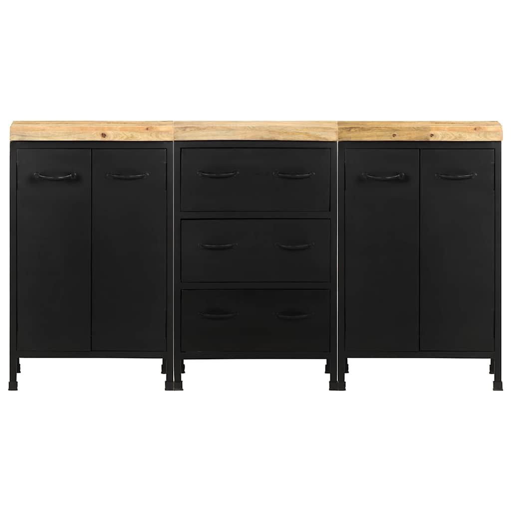 Credenza con 3 Cassetti e 4 Ante in Massello di Mango Grezzo vidaXL