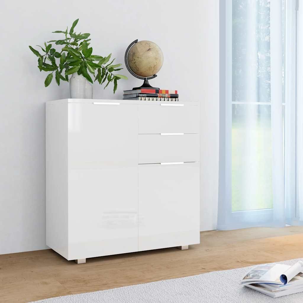Credenza con Finitura Lucida Bianca 71x35x80 cm in Truciolato vidaXL