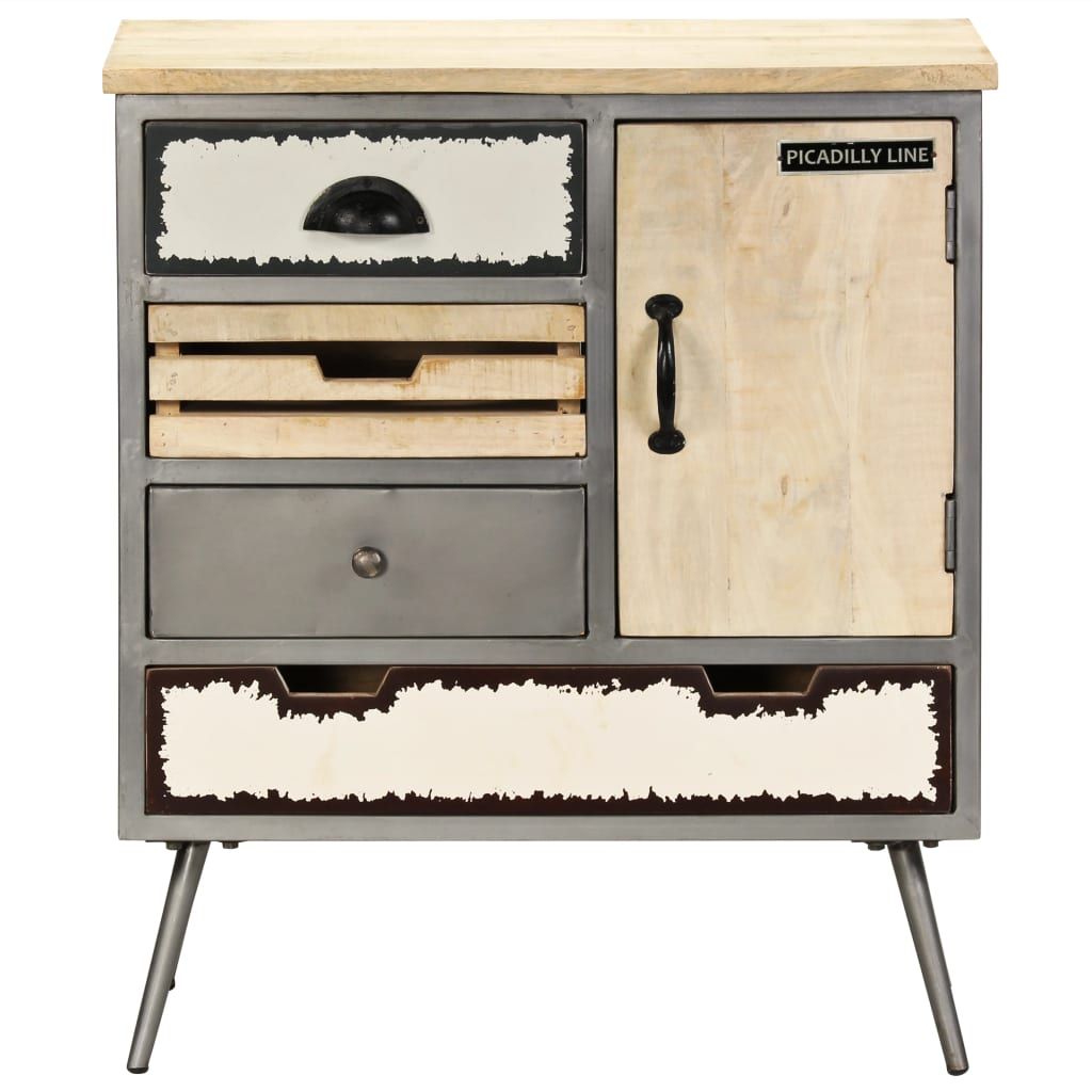 Credenza in Legno Massello di Mango e Acciaio 65x33x76cm vidaXL