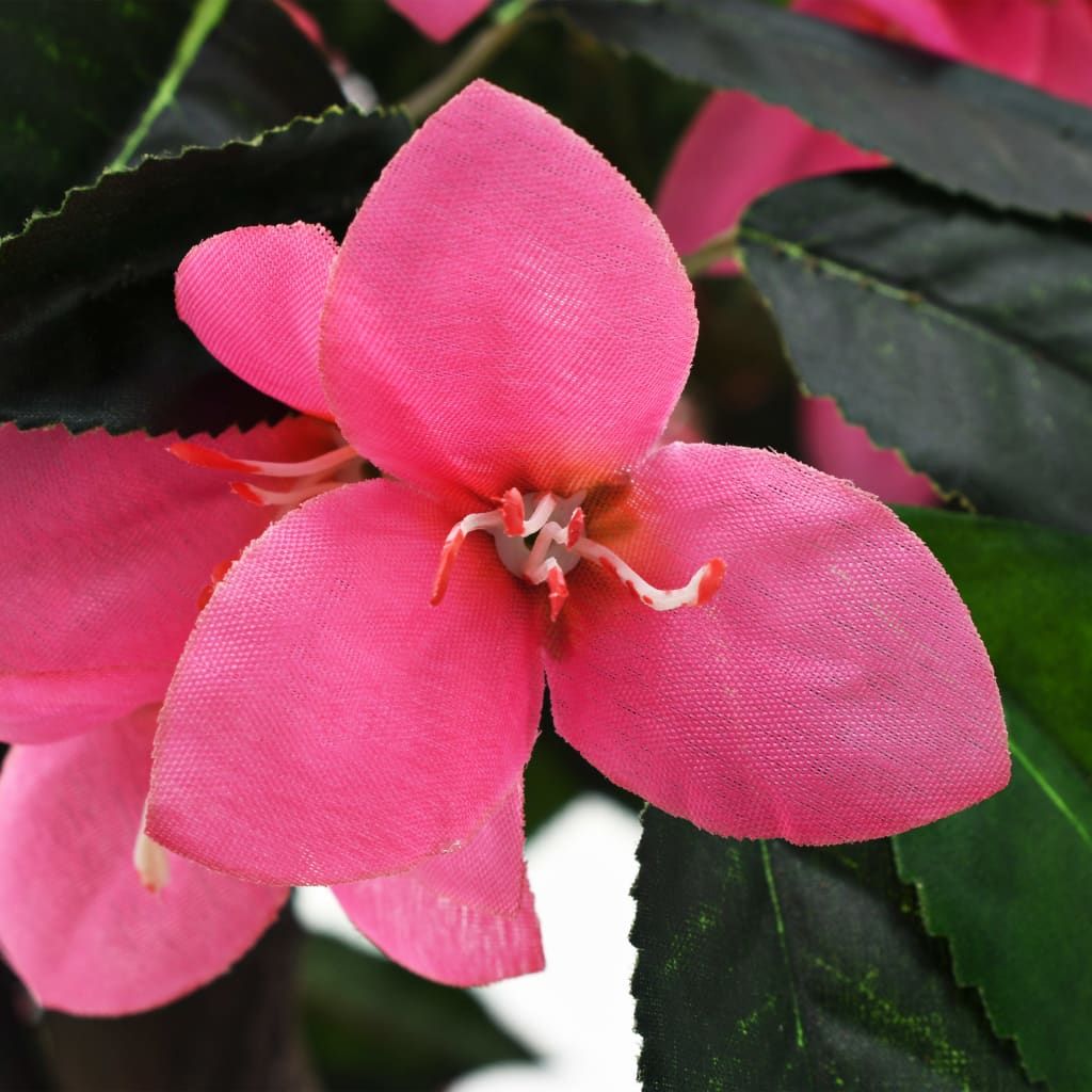 Pianta Artificiale di Rododendro con Vaso 155 cm Verde e Rosa vidaXL