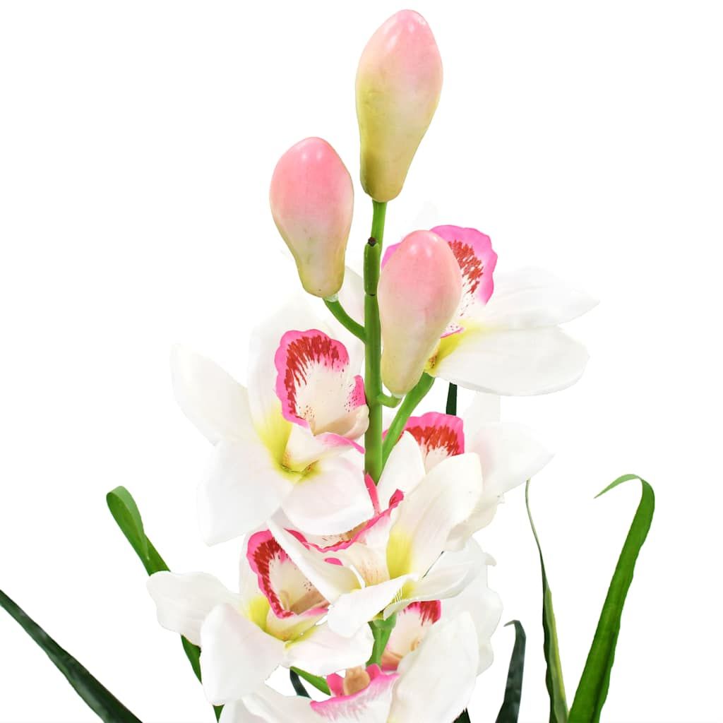 Orchidea Cymbidium Artificiale con Vaso 100 cm Verde vidaXL