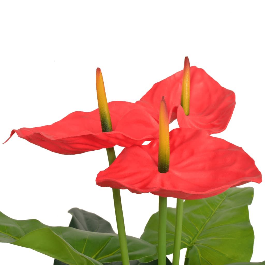 Anturium Pianta Artificiale con Vaso 90 cm Rosso e Giallo vidaXL