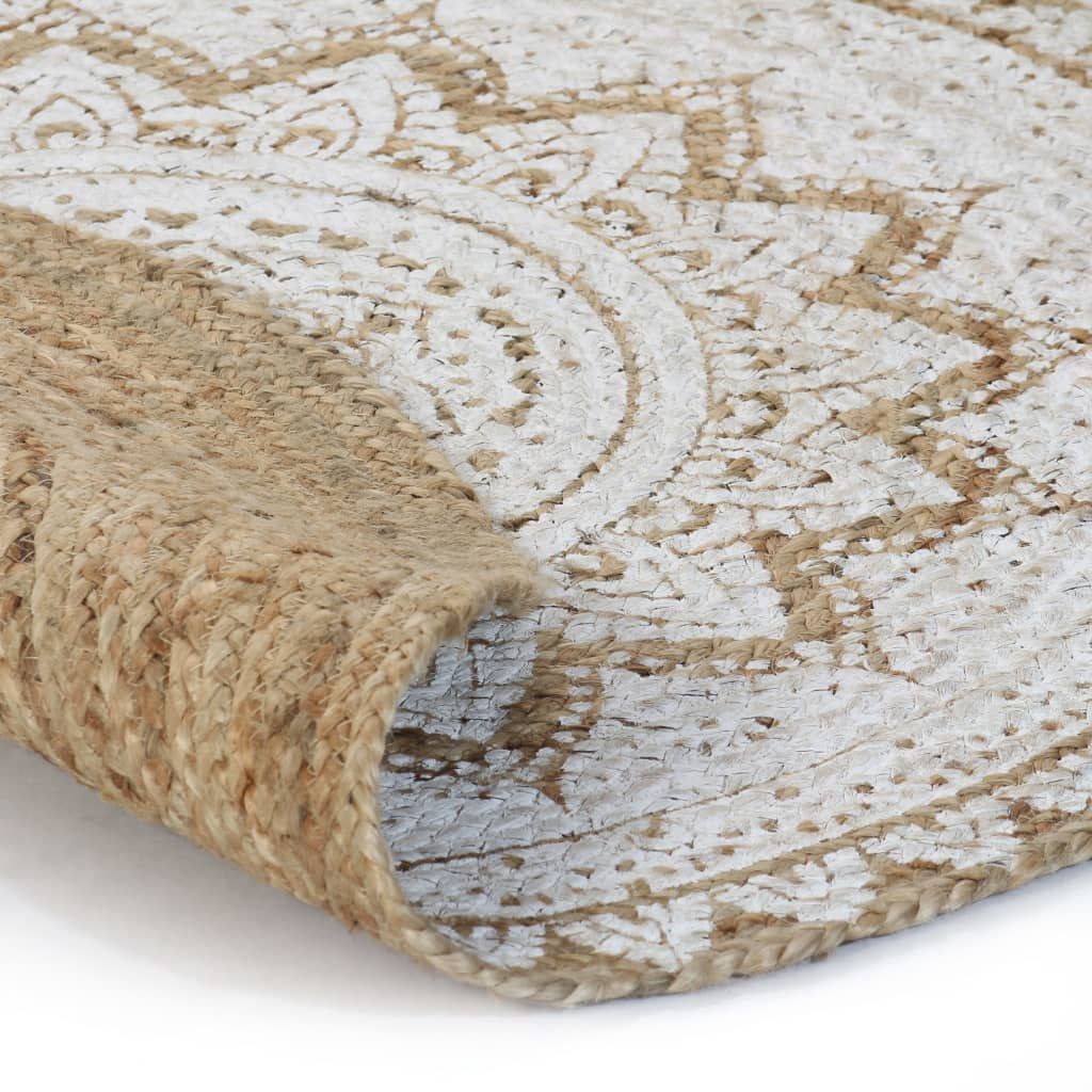 Tappeto in Juta Intrecciata con Stampa 150 cm Rotondo vidaXL
